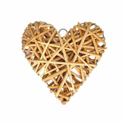 Decorazione da appendere a forma di cuore in vimini 20x20 cm - naturale