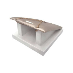 Piccolo supporto per collana e ciondolo in similpelle bicolore - Champagne