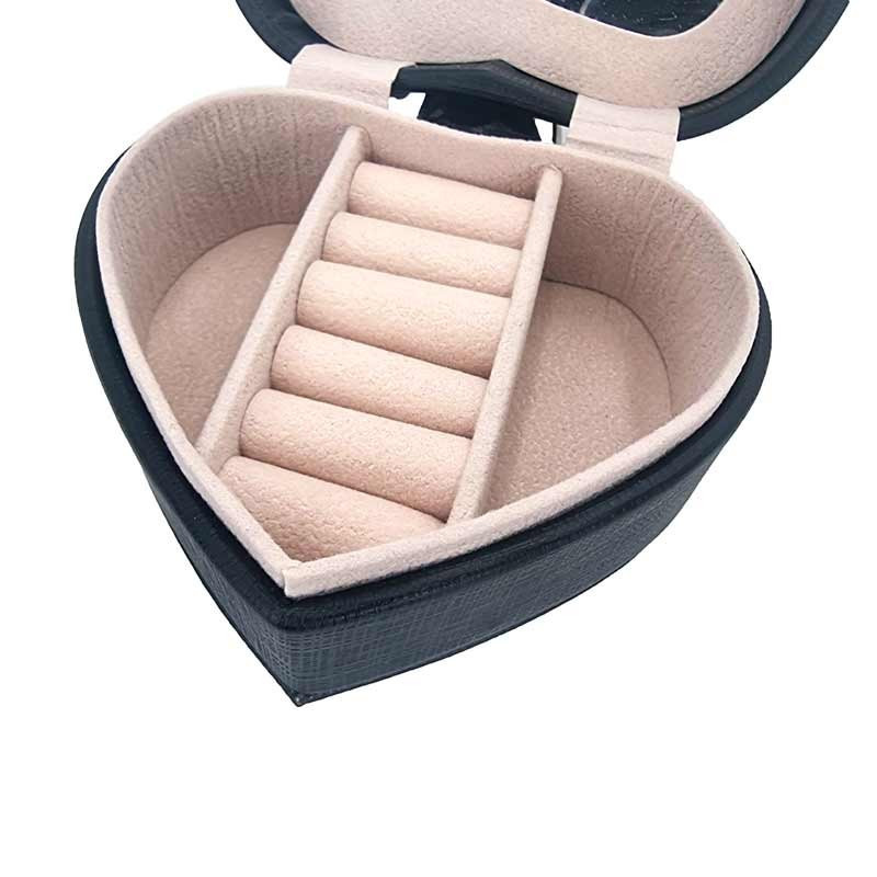 Boîte à bijoux en forme de cœur avec miroir - Noir