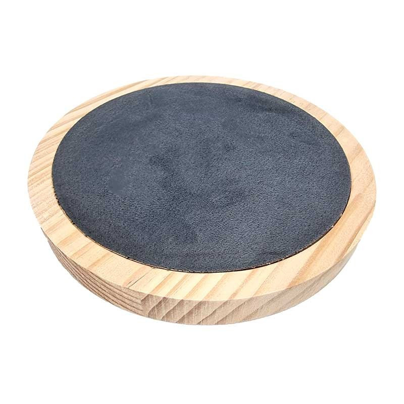 Petit plateau réversible en bois naturel de pin et suédine gris anthracite