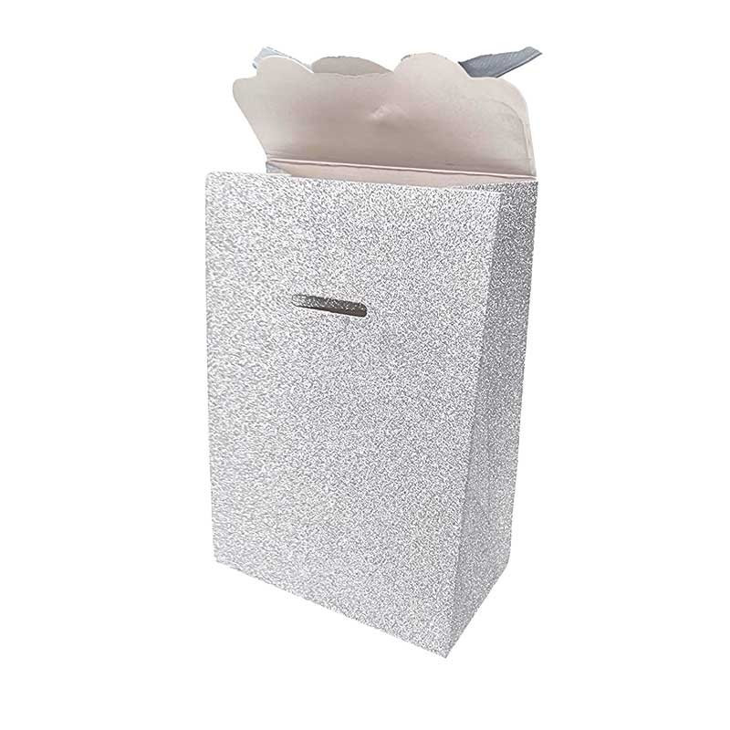 12 petites boîtes cadeaux à rabat pailletées 7.5x4.5x11cm - Argenté
