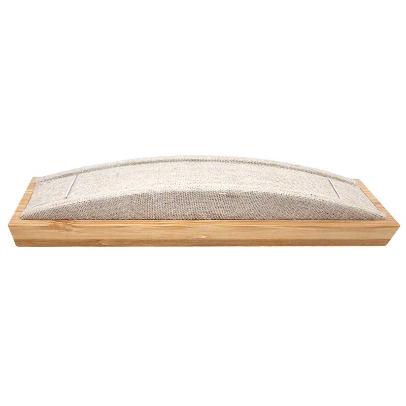 Support à bracelet bombé en bois de bambou et en coton beige naturel