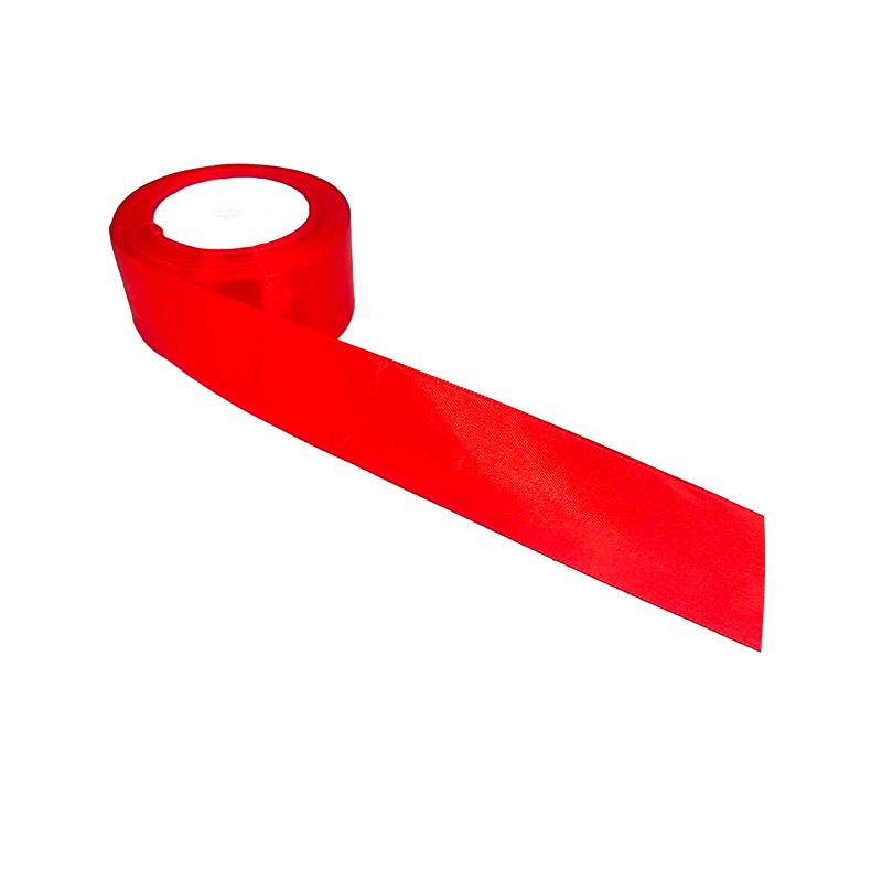 Rotolo di nastro satinato largo 4 cm - Rosso