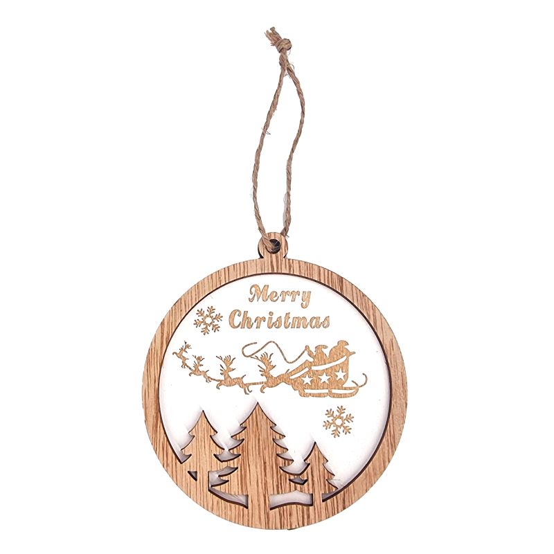 2 décorations de Noël à suspendre en bois motif sapins