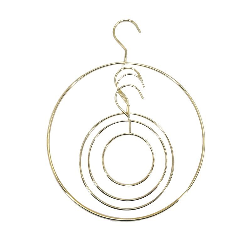 Lot de 10 petits cintres rond à foulard en métal doré - Ø15cm