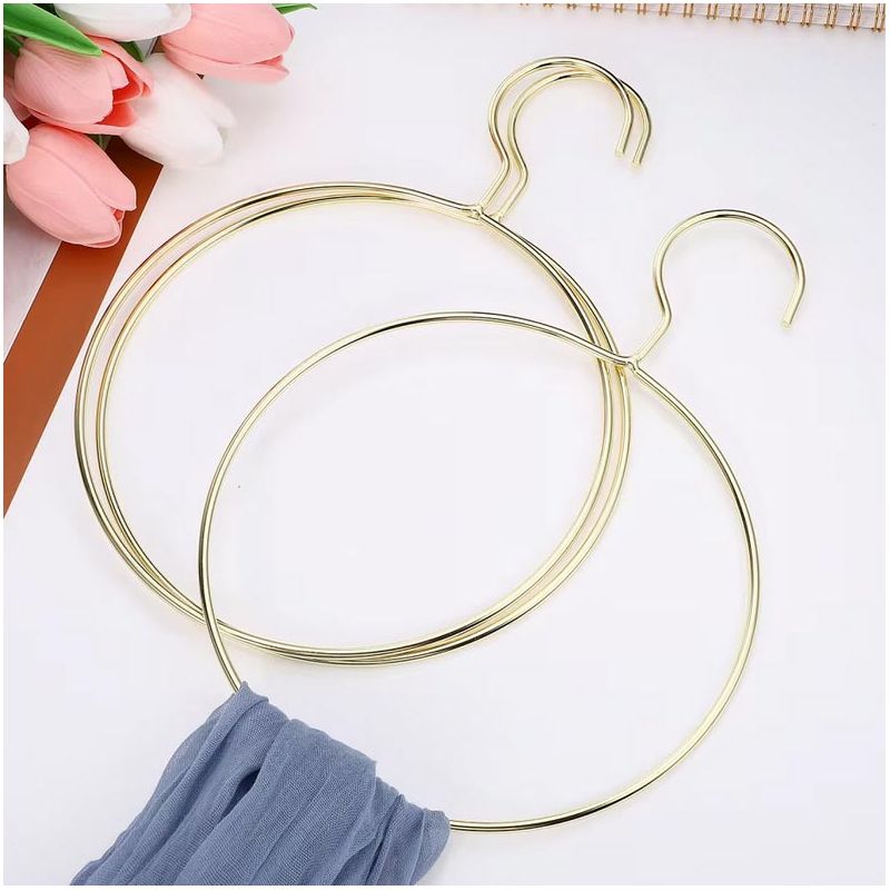 Lot de 10 cintres rond à foulard en métal doré - Ø18cm