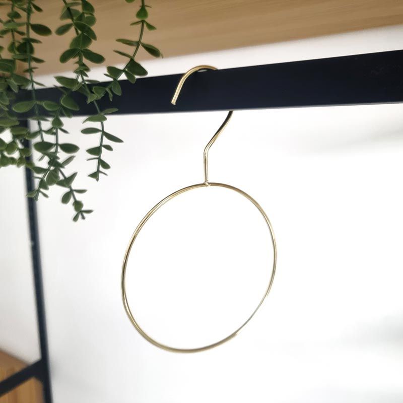 Lot de 10 cintres rond à foulard en métal doré - Ø18cm