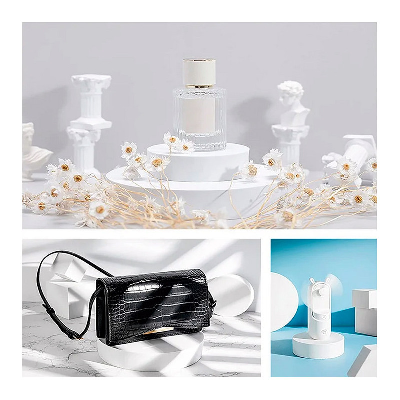Set di 4 articoli decorativi in polimero bianco a forma di cerchi
