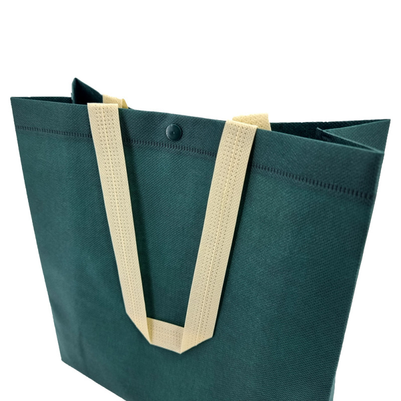 Grande borsa shopping in TNT con manici verde pino, grande borsa riutilizzabile