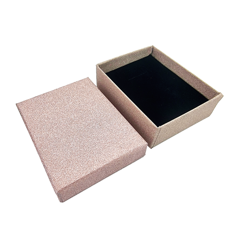 12 piccole scatole portagioielli per set con paillettes 7x9 cm - Oro rosa