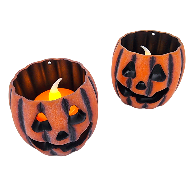 Piccole candele a forma di zucca senza fiamma, candele a LED di Halloween