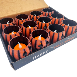 12 candeline senza fiamma a LED - Zucca