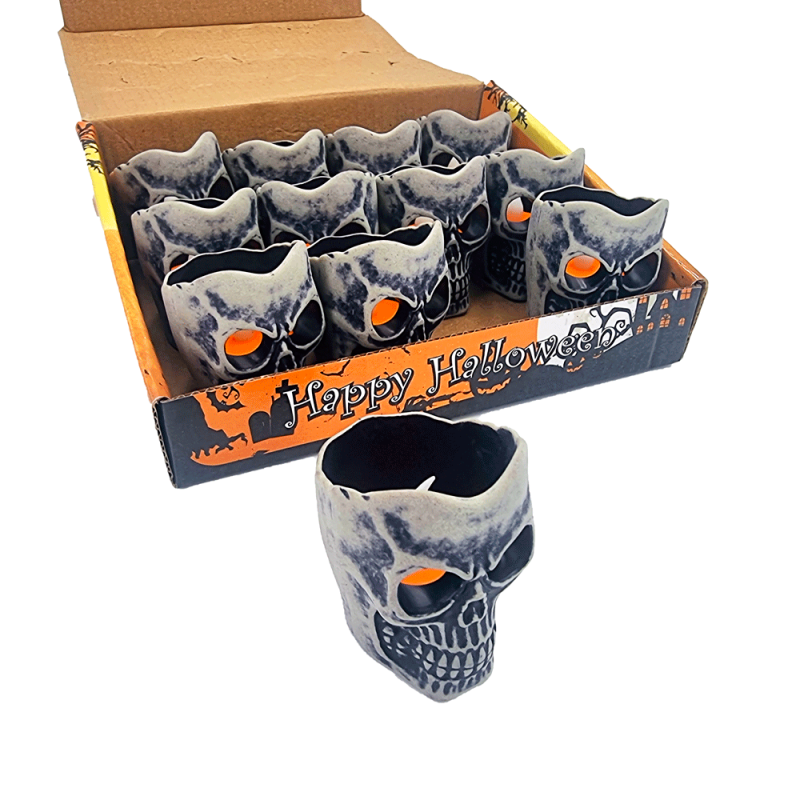 Piccole candele a forma di teschio senza fiamma, candele a LED di Halloween