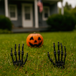 Decorazione di Halloween 2 scheletri di mani - Nero
