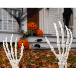 Decorazioni di Halloween 2 scheletri di mani - Bianco