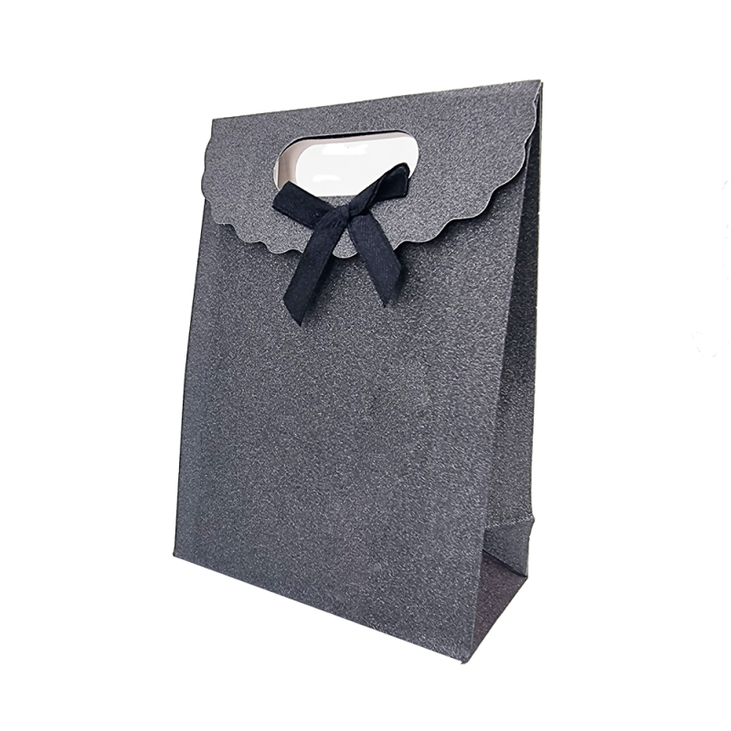 12 scatole regalo con chiusura in velcro e paillettes 12x6x16 cm - Grigio antracite