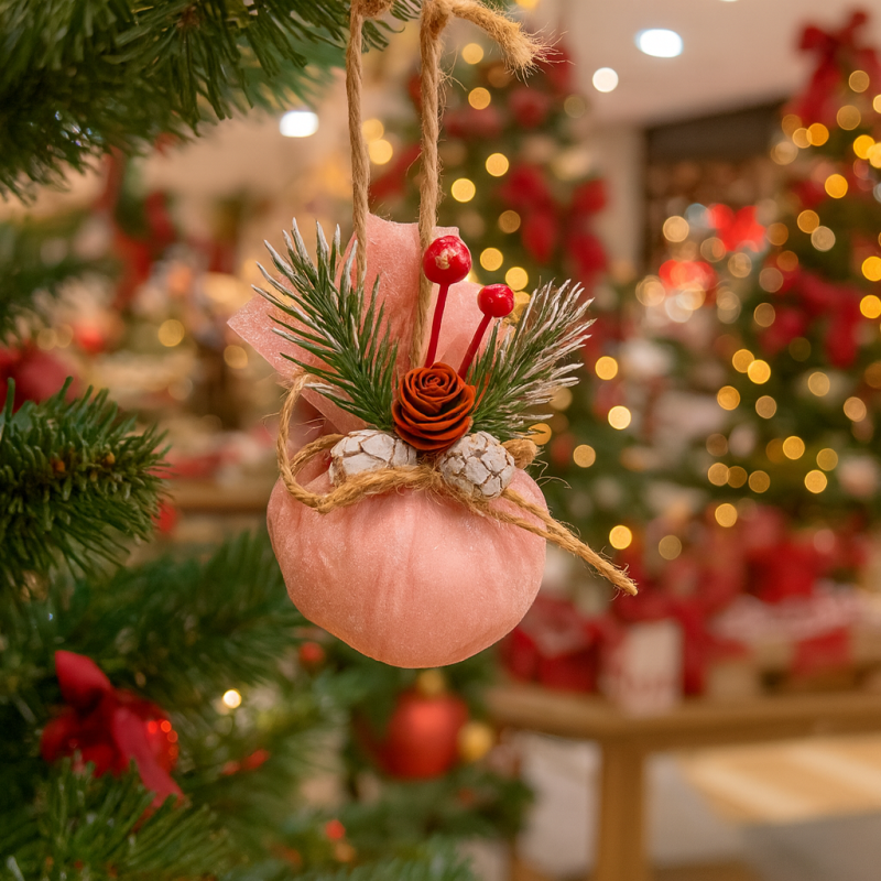 Confezione da 3 palline di Natale da 7 cm - Rosa perlato