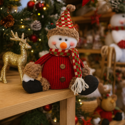 Grande peluche decorativo pupazzo di neve rosso