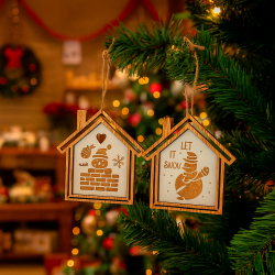 2 decorazioni natalizie  da appendere a forma di casetta