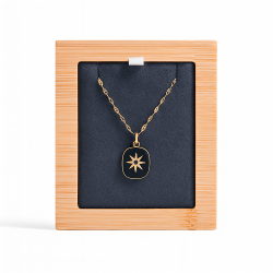 Mini vassoio in legno per collana singola - Alcantara grigio