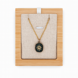 Mini vassoio in legno per collana singola - Cotone beige naturale