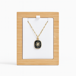 Mini vassoio in legno per collana singola - Similpelle bianca