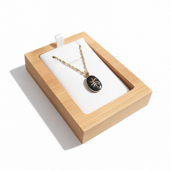 Mini vassoio in legno per collana singola - Similpelle bianca