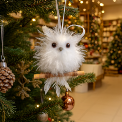Decorazione per albero di Natale a forma di gufo - Bianco