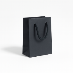 Mini sacchetto regalo in carta patinata nera 6x5x9 cm - venduto in confezioni da 12