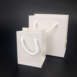 Piccolo sacchetto regalo in carta plastificata bianca 10x6x11cm - venduto in 12