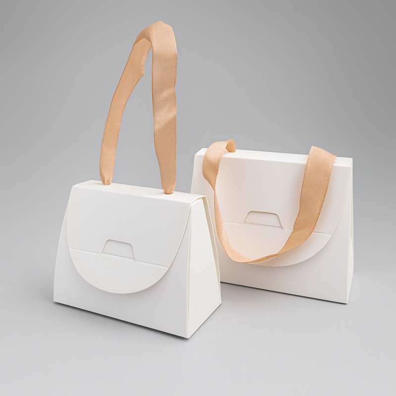 12 bustine regalo a forma di mini borsetta 12x6x9 cm - Bianco