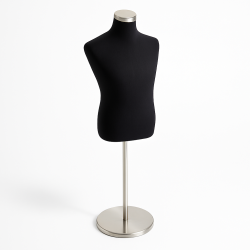 Busto bambino in tessuto nero e base in metallo