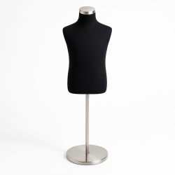 Busto bambino in tessuto nero e base in metallo