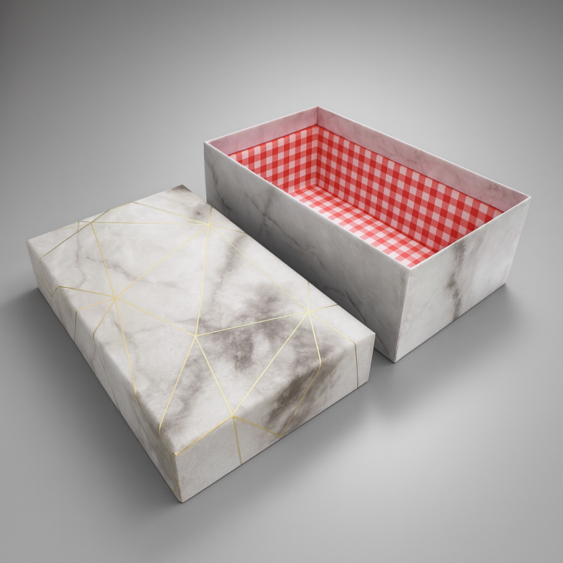 2 scatole regalo rettangolari grigio chiaro marmorizzato 14,5x8,5x5 cm