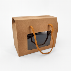 Scatola da trasporto in cartone con finestra 20x11x15,5 cm - kraft marrone