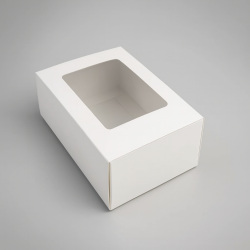 12 piccole scatole regalo pieghevoli con finestra 14x10x5 cm - bianco