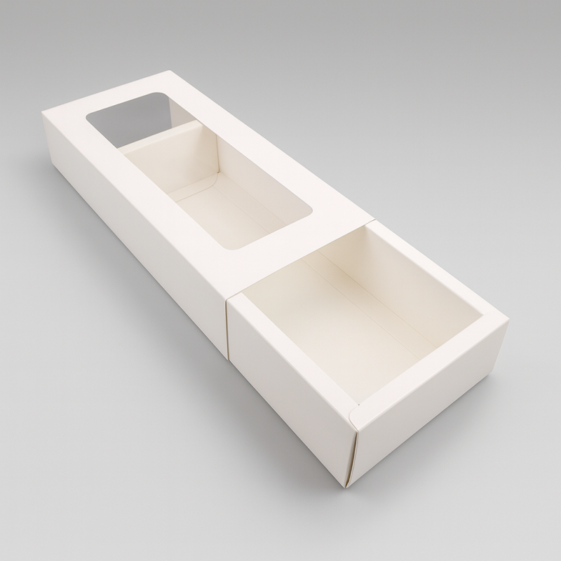 12 grandi scatole regalo pieghevoli con finestra 27x12x4,5 cm - bianco