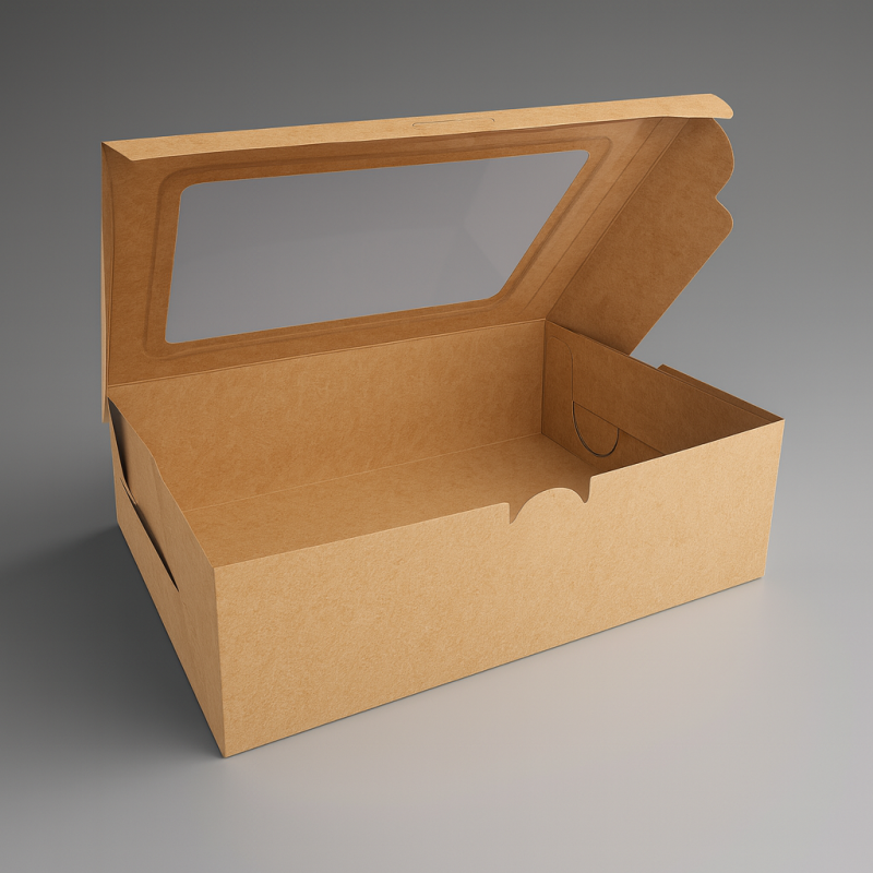 Grande scatola regalo con finestra in carta kraft da piegare, scatola regalo in cartone.