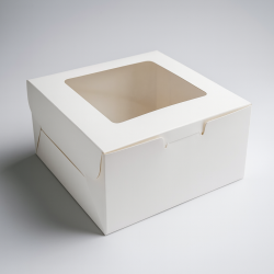 12 scatole con finestra in cartone bianco di forma quadrata da piegare - 16x16x7,5 cm