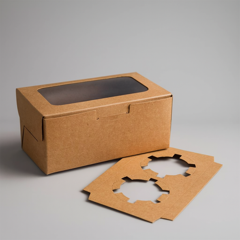 Piccola scatola regalo pieghevole in carta kraft con finestra, scatola regalo per candele