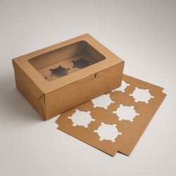 12 scatole con finestra in cartone kraft per piccoli bicchieri o candele - 24x16x7,5 cm
