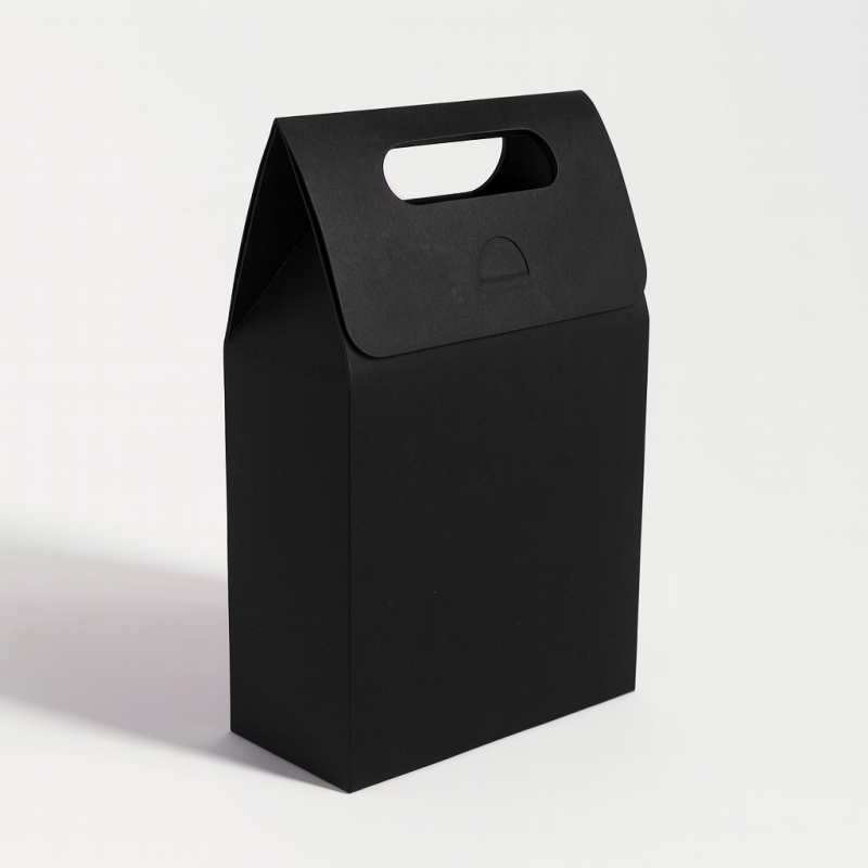 12 buste regalo pieghevoli in cartoncino kraft nero 13,5x8x19,5 cm