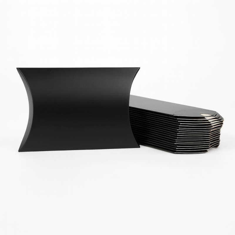 25 piccole scatole a forma di berlingot in cartone nero 8x13x3,5 cm