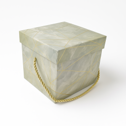 Scatola regalo quadrata verde mandorla marmorizzato 12x12x10 cm