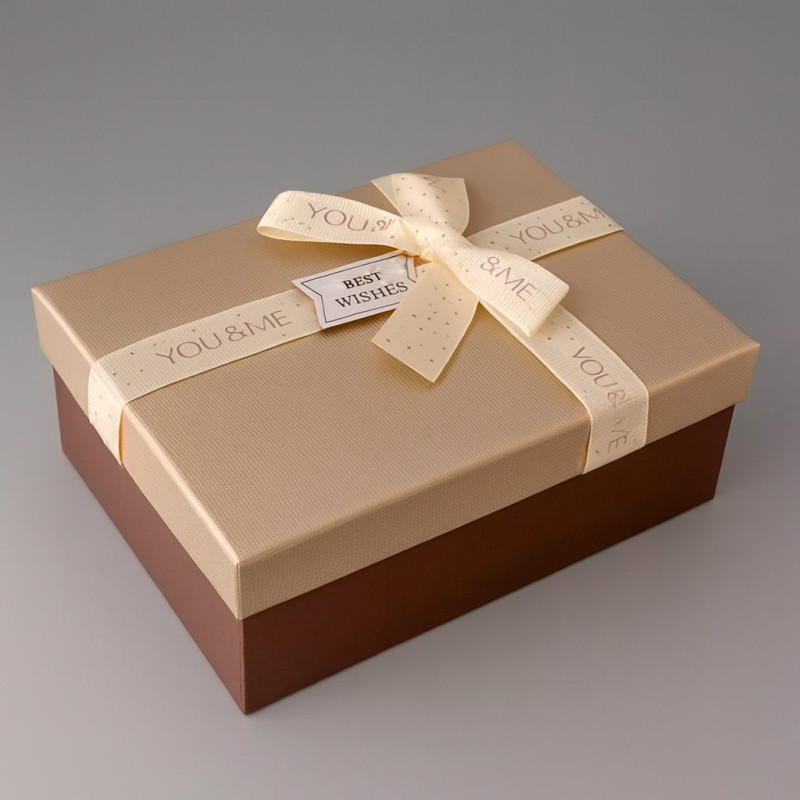 Grande scatola regalo bicolore con coperchio iridescente 16x23x9 cm - Dorata