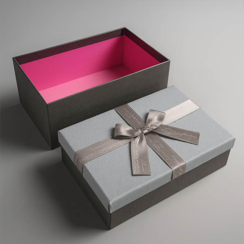 Scatola regalo grigio acciaio e grigio perla, grande confezione regalo grigia