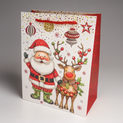 Set di 12 bustine regalo Babbo Natale - 12x7x15,5 cm