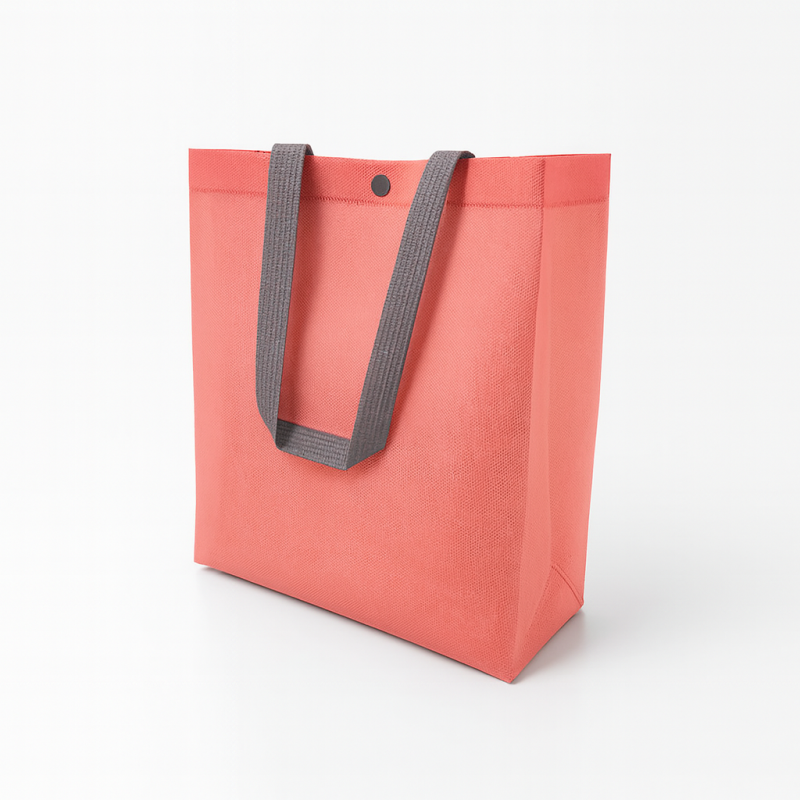 12 borse shopping in tessuto non tessuto con manici a manica 32,5x33,5x10 cm - Rosa corallo