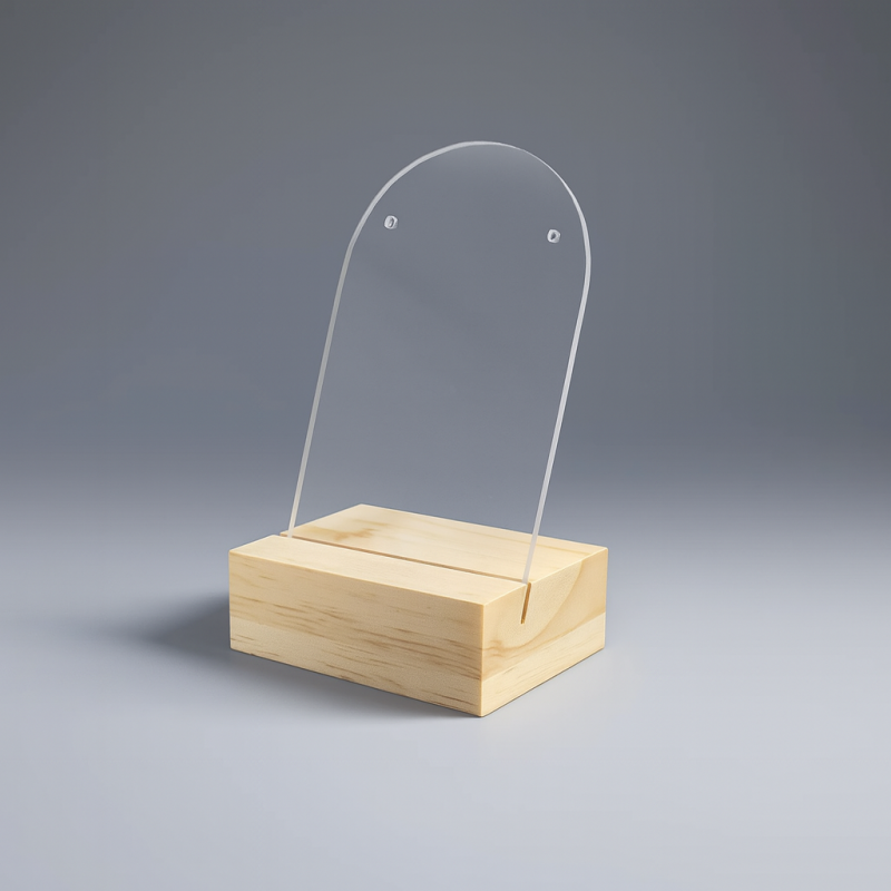 Porta orecchini singolo ovale pieno in plexiglass - Trasparente