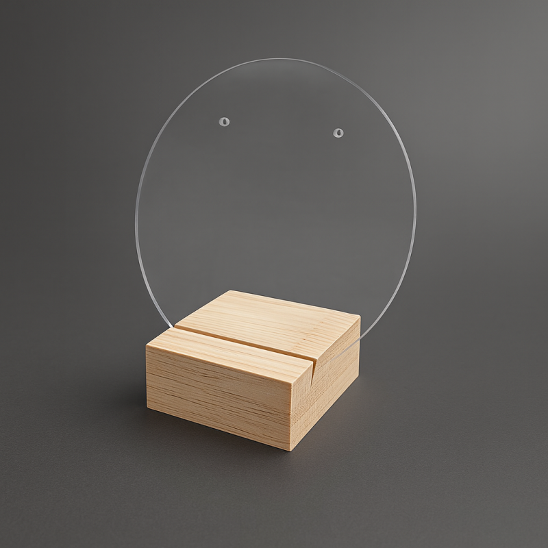 Porta orecchini singolo rotondo pieno in plexiglass - Trasparente